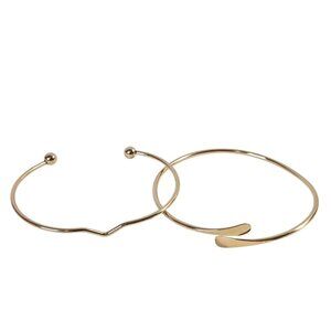Gold Cuff Bracelet Set - Adjustable Minimalist Design - 7" Diameter - Lightweigh